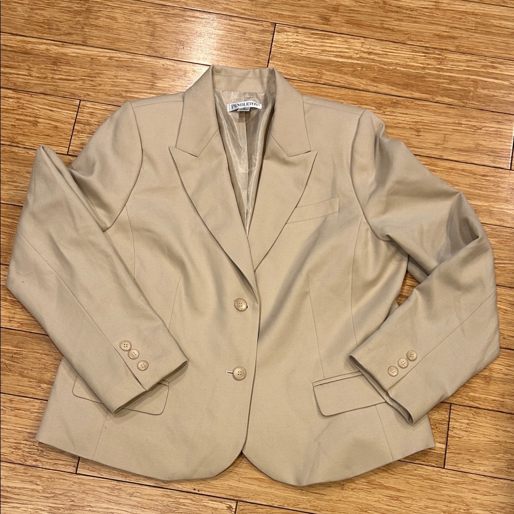 Pendleton Beige Virgin Wool Lined Blazer Women’s … - image 1